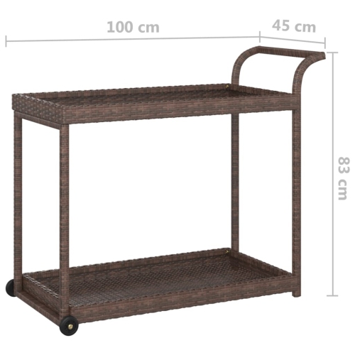 Chariot de bar vidaXL brun 100 x 45 x 83 cm poly rotin