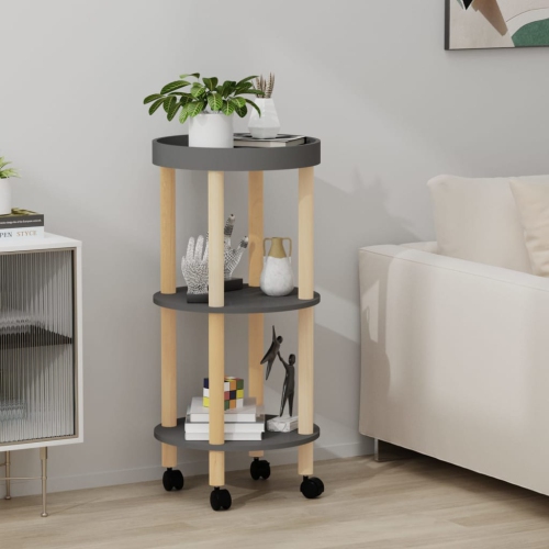 vidaXL 3-tier Trolley Grey 38x38x82cm Engineered Wood&Solid Wood Pine