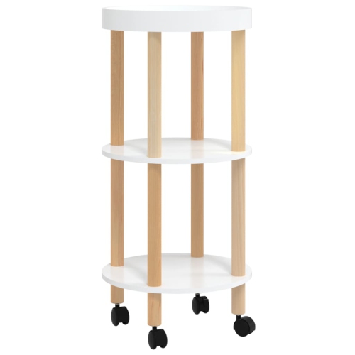 vidaXL 3-tier Trolley White 38x38x82 cm Engineered Wood&Solid Wood Pine