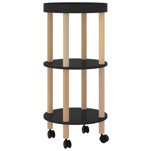 VIDAXL  3-Tier Trolley 38X38X82Cm Engineered Wood&solid Wood Pine In Black