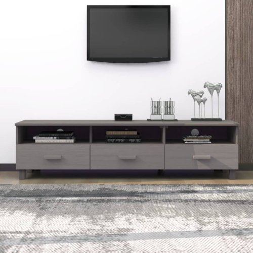 vidaXL TV Cabinet HAMAR Light Grey 158x40x40 cm Solid Wood Pine