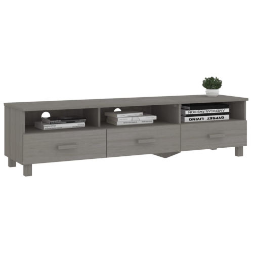 vidaXL TV Cabinet HAMAR Light Grey 158x40x40 cm Solid Wood Pine