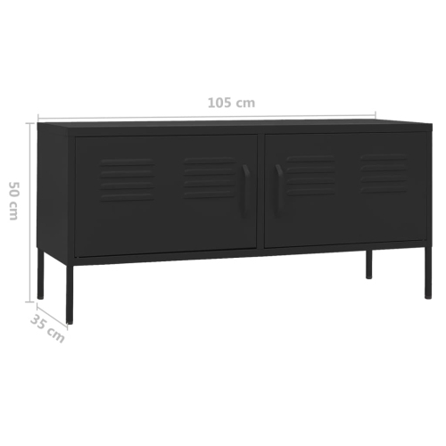 vidaXL TV Cabinet Black 105x35x50 cm Steel