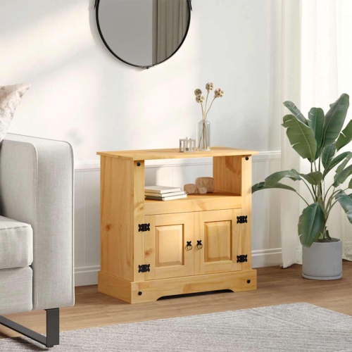 vidaXL TV Stand/ TV Table with Ample Storage, Mexican Pine Corona Range, 31.5x16.9x30.7 Inches Brown