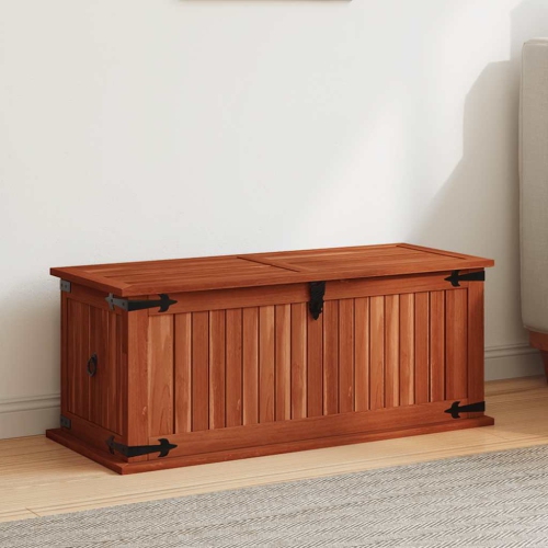 vidaXL Storage Chest, Solid Acacia Wood Storage Trunk with Two Side Handles, Lockable Design