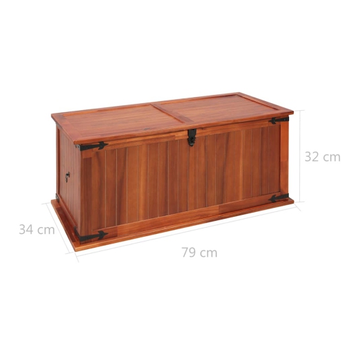 vidaXL Storage Chest, Solid Acacia Wood Storage Trunk with Two Side Handles, Lockable Design