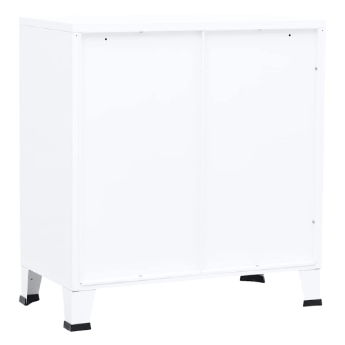 vidaXL Storage Chest, Metal Storage Cabinet with 4 Doors, Metal Handle, 29.5''x15.8''x31.5'', White
