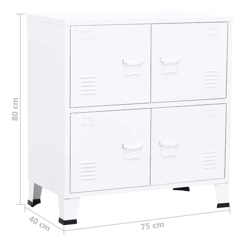vidaXL Storage Chest, Metal Storage Cabinet with 4 Doors, Metal Handle, 29.5''x15.8''x31.5'', White
