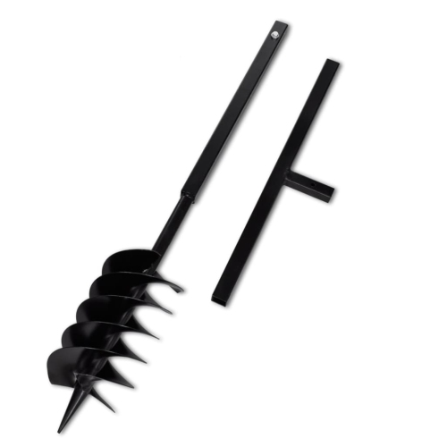 vidaXL Extendable Ground Drill with Handle, Three Spiral Auger Bit, Robust Steel Ø5.91"