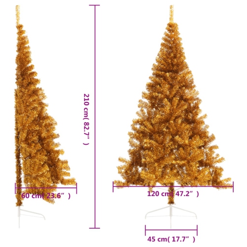Sapin de Noël artificiel de vidaXL avec support en forme de 210&nbsp;cm doré
