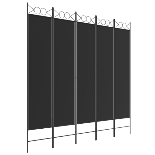 VIDAXL  5-Panel Room Divider 200X200 Cm Fabric In Black