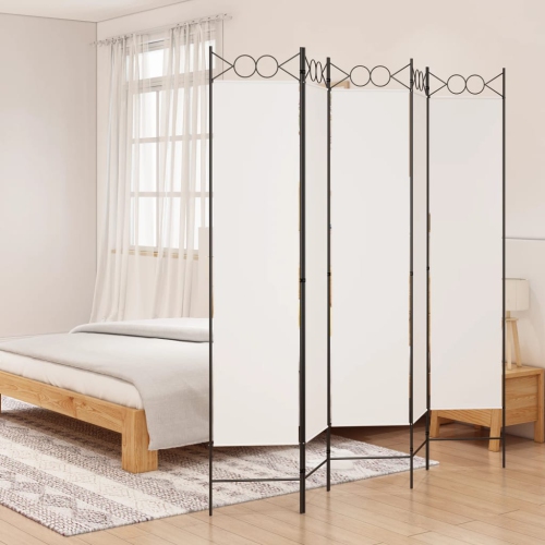 VIDAXL  5-Panel Room Divider White 200X200 Cm Fabric