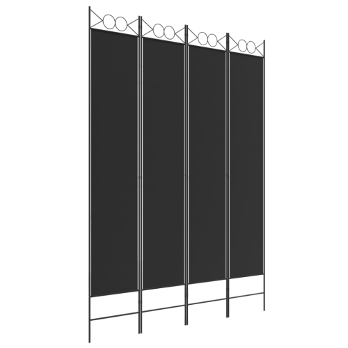 VIDAXL  4-Panel Room Divider 160X220 Cm Fabric In Black