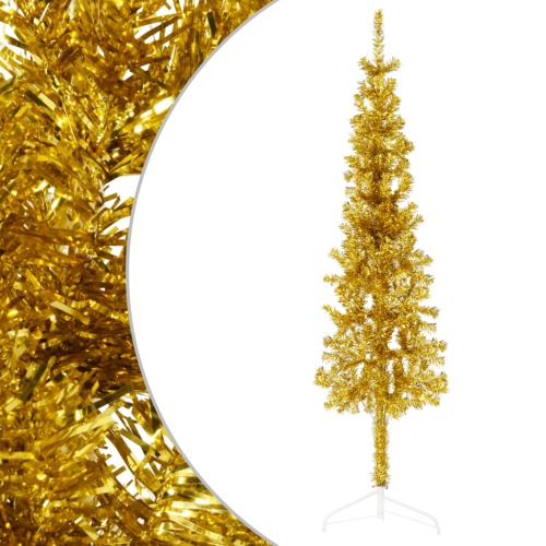 VIDAXL  Slim Artificial Half Christmas Tree With Stand Gold 120 Cm