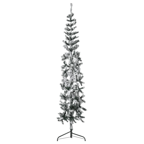 VIDAXL  Slim Artificial Half Christmas Tree With Flocked Snow 210 Cm