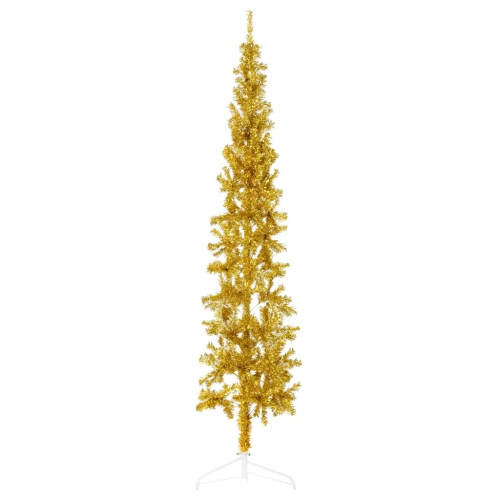 VIDAXL  Slim Artificial Half Christmas Tree With Stand Gold 210 Cm