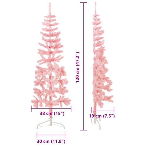 vidaXL Slim Artificial Half Christmas Tree with Stand Pink 120 cm