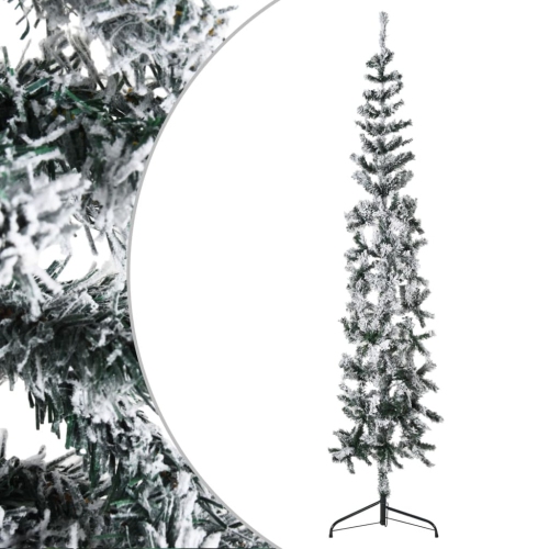 VIDAXL  Slim Artificial Half Christmas Tree With Flocked Snow 180 Cm