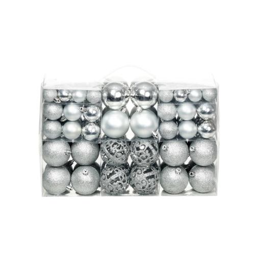 VIDAXL  100 Piece Christmas Ball Set 3/4/6 Cm Silver