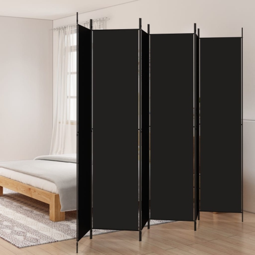 VIDAXL  6-Panel Room Divider Black 300X220 Cm Fabric