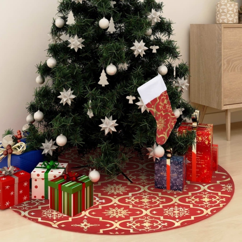 vidaXL Luxury Christmas Tree Skirt with Sock Red 122 cm Fabric