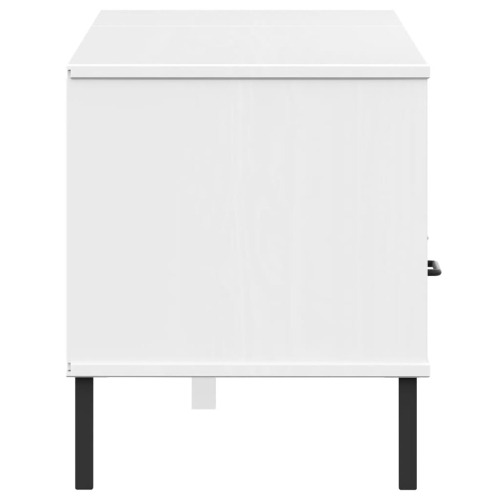 vidaXL TV Cabinet with Metal Legs White Solid Wood Pine OSLO