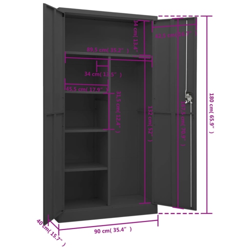 vidaXL Locker Cabinet Anthracite 90x40x180 cm Steel