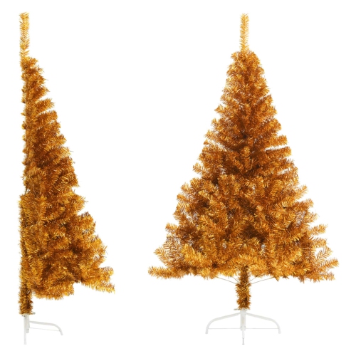 VIDAXL  Artificial Half Christmas Tree With Stand Gold 180 Cm Pet