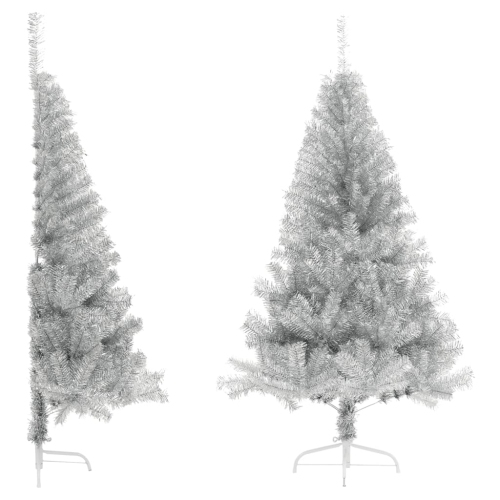 VIDAXL  Artificial Half Christmas Tree With Stand 180 Cm Pet In Silver