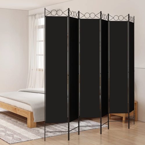 VIDAXL  6-Panel Room Divider Black 240X220 Cm Fabric