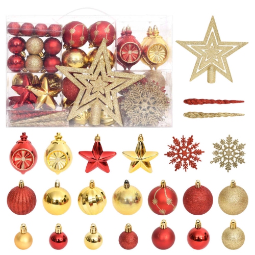 VIDAXL  108 Piece Christmas Bauble Set Gold And Red