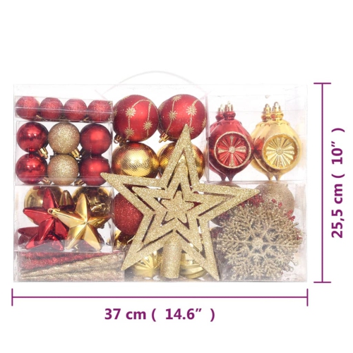 vidaXL 108 Piece Christmas Bauble Set Gold and Red