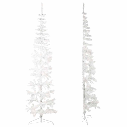 vidaXL Slim Artificial Half Christmas Tree with Stand White 240 cm