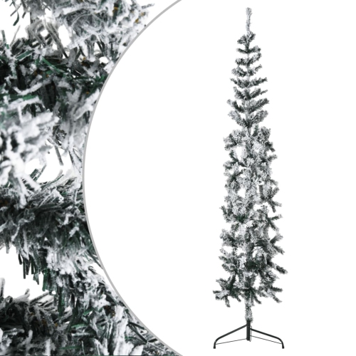 VIDAXL  Slim Artificial Half Christmas Tree With Flocked Snow 240 Cm