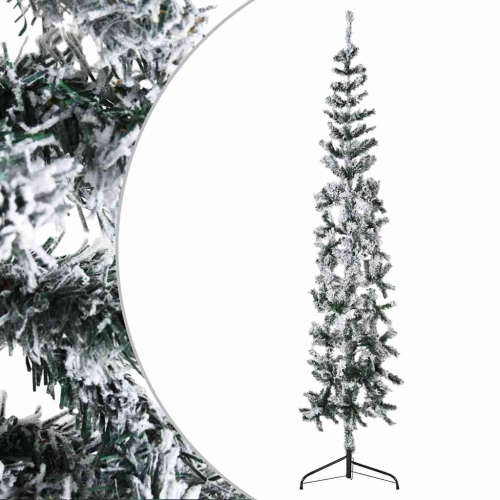 vidaXL Slim Artificial Half Christmas Tree with Flocked Snow 240 cm