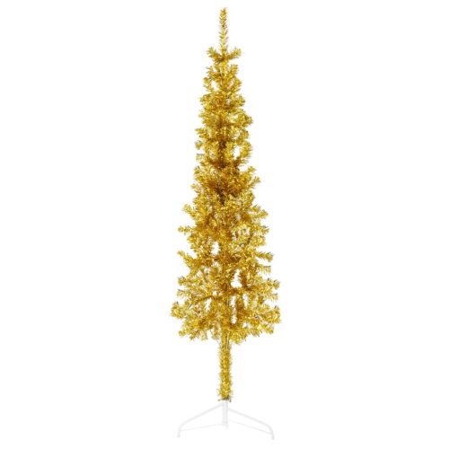 VIDAXL  Slim Artificial Half Christmas Tree With Stand Gold 150 Cm