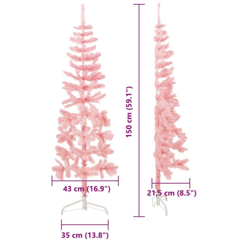 vidaXL Slim Artificial Half Christmas Tree with Stand Pink 150 cm