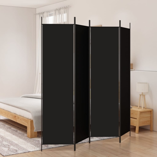 vidaXL 4-Panel Room Divider Black 200x200 cm Fabric