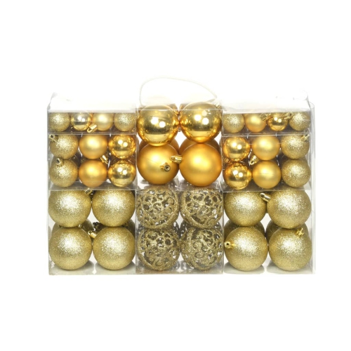 VIDAXL  100 Piece Christmas Ball Set 3/4/6 Cm Gold