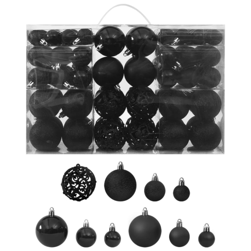 VIDAXL  100 Piece Christmas Ball Set Black