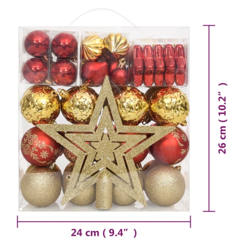 Ensemble de boules de Noël 70 pièces or et rouge vidaXL