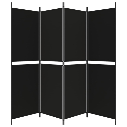 vidaXL 4-Panel Room Divider Black 200x180 cm Fabric