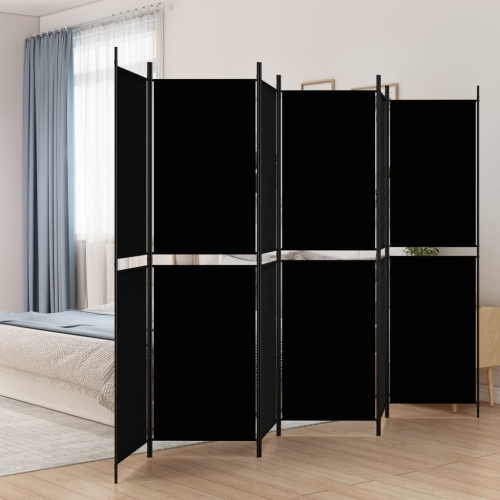 VIDAXL  6-Panel Room Divider Black 300X200 Cm Fabric