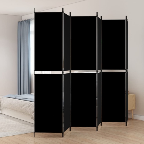 vidaXL 6-Panel Room Divider Black 300x220 cm Fabric