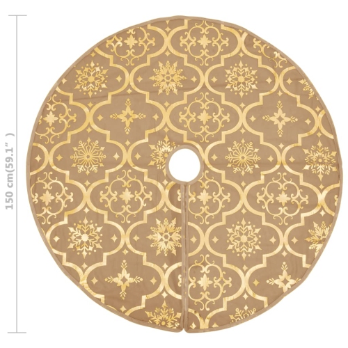 vidaXL Luxury Christmas Tree Skirt with Sock Yellow 150 cm Fabric