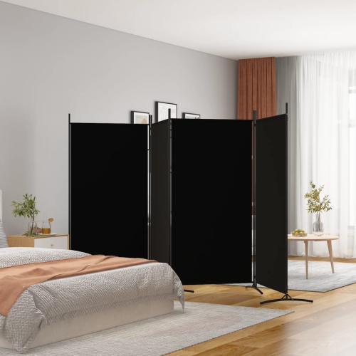 VIDAXL  4-Panel Room Divider Black 346X180 Cm Fabric