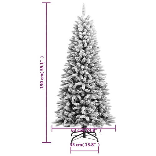 vidaXL Artificial Christmas Tree with Flocked Snow 150 cm PVC&PE