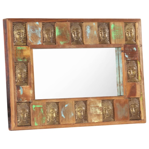 vidaXL Mirror with Buddha Cladding 80x50 cm Solid Reclaimed Wood