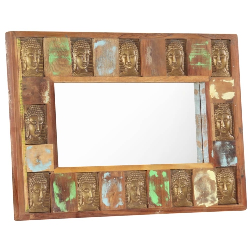vidaXL Mirror with Buddha Cladding 80x50 cm Solid Reclaimed Wood