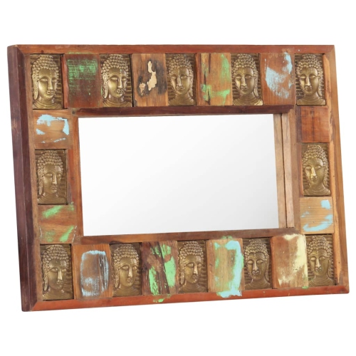 vidaXL Mirror with Buddha Cladding 80x50 cm Solid Reclaimed Wood